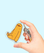 Sloth Phone Charm is attached to a Sloth Phone Case. The beaded string is inserted in the intended slot at the bottom right of the phone case.  