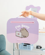 Side view of the Pusheen tray showing the padded bottom of the purple tray.