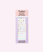 Front view of the packaging for the Pusheen Nail Stickers. The pink and purple package include 2 sheets of nail stickers.