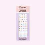 Front view of the packaging for the Pusheen Nail Stickers. The pink and purple package include 2 sheets of nail stickers.