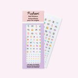 Packaging and nail sticker sheet in the Pusheen Nail Stickers. The packaging indicates that there are 176 nail stickers in the pusheen-themed pack. 