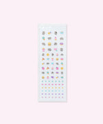 Sticker sheets in the Pusheen Nail Stickers kit. The set includes several variations of a grey Pusheen the Cat as well as paws, hearts, stars, sweets, and savory snacks. 